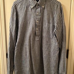 Navy Striped Button-Down Shirt for Men